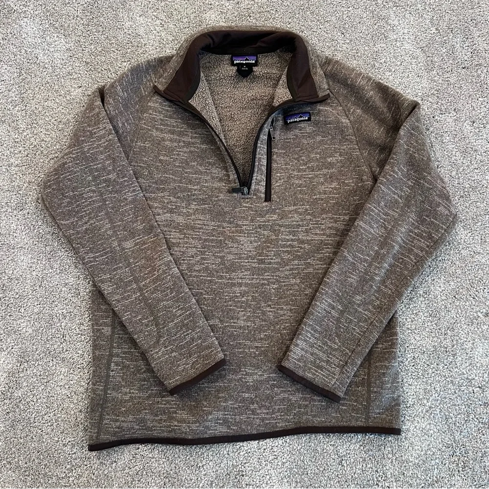 Patagonia Men’s Better Sweater 1/4 Zip Fleece Brown Polyester STY25522 Sz medium